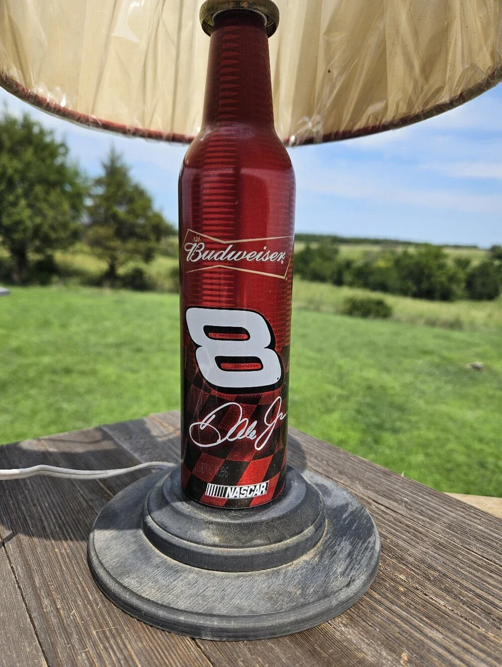 BUDWEISER BEER MAN CAVE Upcycled Aluminum Bottle Lamp Bar Decor Light Shade 16oz